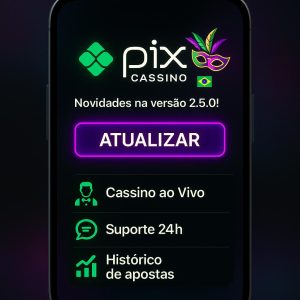 Opções disponíveis no aplicativo Cassino Pix